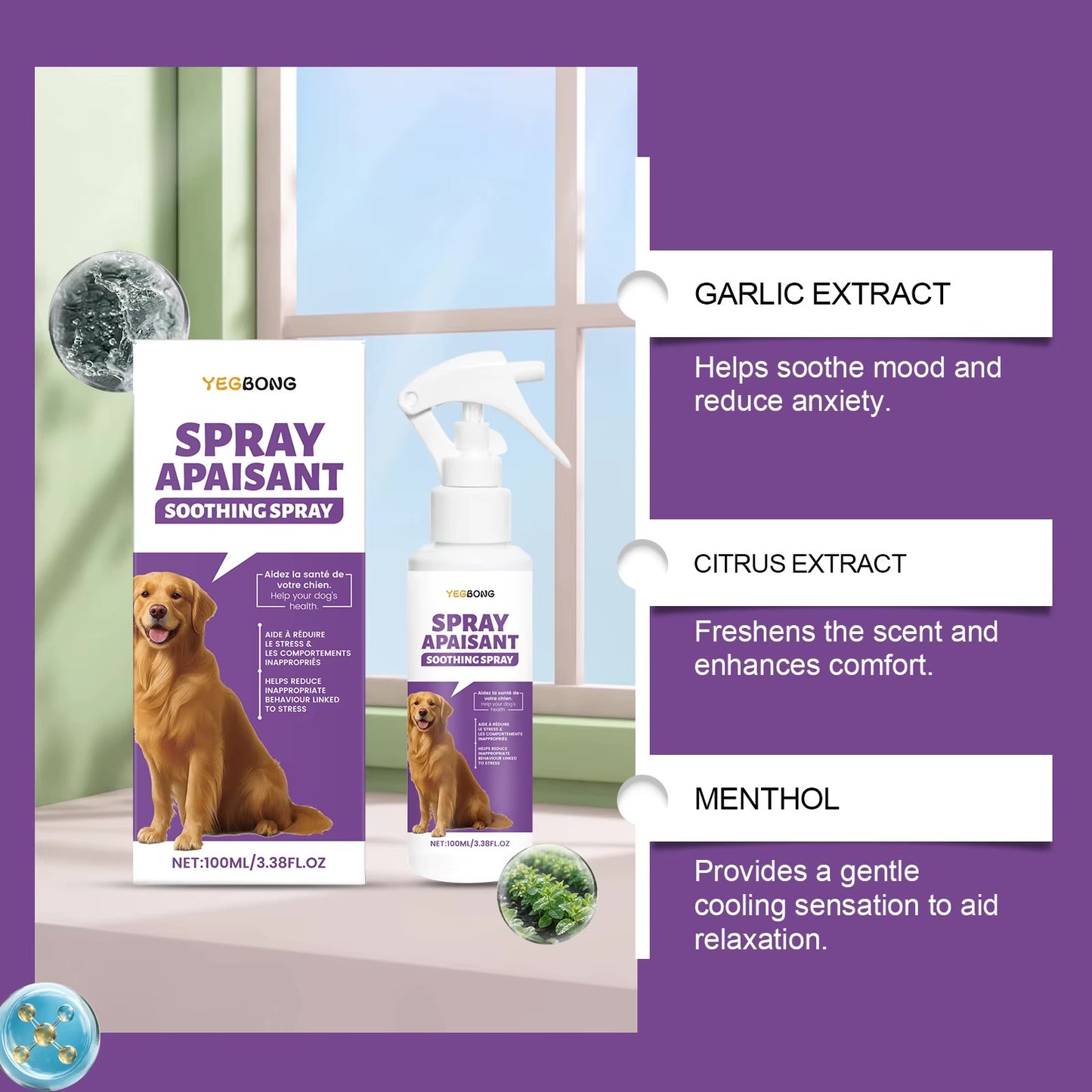 Vetality Harmony Pet Calming Spray for Dogs – 1.62 fl oz | Anxiety & Stress Relief